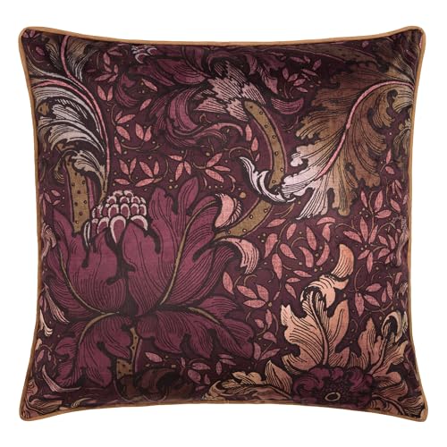 Laurence Llewelyn-Bowen Velvet Filled Cushion, Arts & Craft Print, Decorative Throw Pillow, 1 Piece, 55 x 55 cm, Burgundy, 100% Recycled Polyester