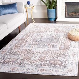 Safavieh Traditional Area Rug - Machine Washable & Non Slip - Ideal for High Passage Areas - Arizona Collection Short Pile Rug, Red & Navy, 200 x 300 cm