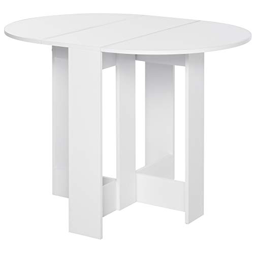 HOMCOM Folding Dining Table Space-Saving Drop Leaf Table Small Space White