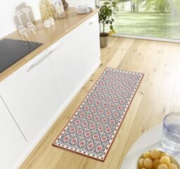 Hanse Home Kitchen Runner - Kitchen Rug Non-Slip and Washable - Easy Care Rug Runner Mosaic Tile Pattern Rug Runner for Kitchen, Hallway, Entryway, Dining Room - Red, 75 x 150 m