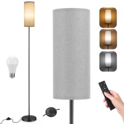 "Floor Lamp for Living Room, 67.5"" Modern Standing Lamp with Linen Lampshade, Magnetic Remote Control and Foot Switch, Stepless Dimmable Colors Temperature & Brightness (12W Bulb Included)"