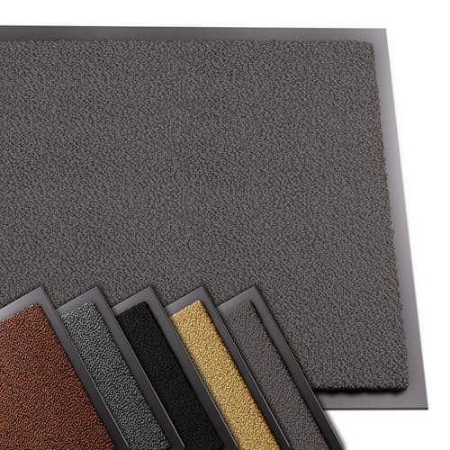 VOUNOT® Door Mats for Outdoor or Indoor, Dirt trapper, Non Slip Barrier Mat Washable Welcome Doormat Entrance Rug, Anthracite, 60x90cm