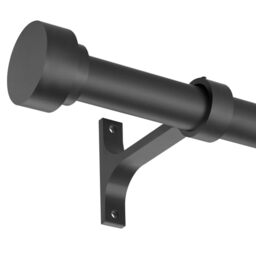 Short Curtain Rod 12-20 Inch Telescoping Side Curtain Rods, 1Inch Diameter Pole Adjustable Metal Drapery Rod, Matte Black