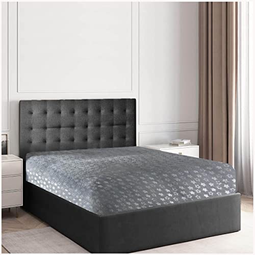 GC GAVENO CAVAILIA Teddy Fleece Duvet Cover, Fluffy, Warm Cozy Ultra Soft Bed Set, Polyester, Grey, Single-Fitted Sheet