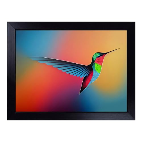 Lap Tray with Bean Bag Cushion, Lush Hummingbird - Handmade in the UK, Raised Wooden Edge, Padded Cushion, Heat-Resistant Wipe-Clean Surface, for Meals, Laptops and Crafts