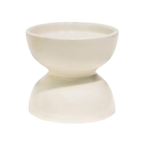Ivyline Bowen Pillar Candle Holder in Linen with Stable Base - Modern Elegant Home Decoration - H9 x D9 cm