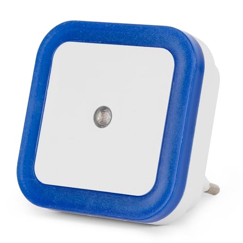 Entac Night Light, 0.5W, Square, Cool White, Blue, with Twilight Sensor, for Indoor Use