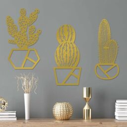 Elegant Gold Decorative Metal Wall Accessory (3 Pieces), 25 x 45 cm, 100% Metal, 1.5 mm Thick, Easy Wall Hanging, Perfect for Modern Decor
