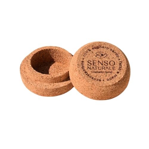 Senso Naturale Round Cork Soap Dish ??? Handmade in Sardinia ??? 100% Natural, Sustainable & Breathable ??? Ideal for Solid Face Mousse & Deodorant ??? Lightweight & Travel-Friendly Soap Holder