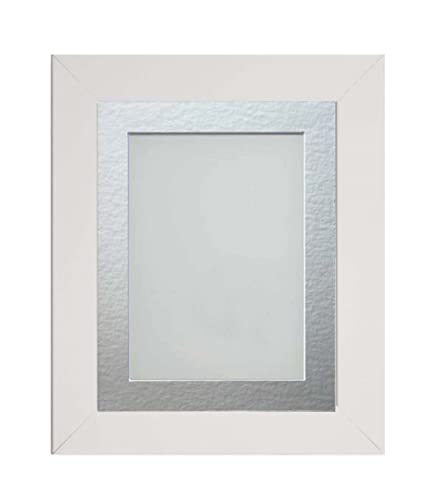 Frame Company Watson White Picture Photo Frame fitted with Perspex, 16x12 inch with Silver Mount for image size 12x10 inch