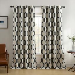 Elrene Home Fashions Renzo Ikat Geometric Room Darkening Window Curtain Living Room Bedroom Curtain with Pocket Loops, 52 x 95 Inch, 1 Panel, Black