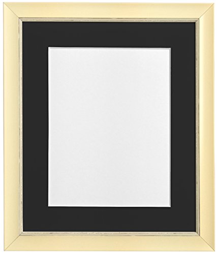 FRAMES BY POST Nordic Distressed Cream Photo Frame with Black Mount 20 x 16 Image Size 16 x 12 Inch (Plastic Glass)