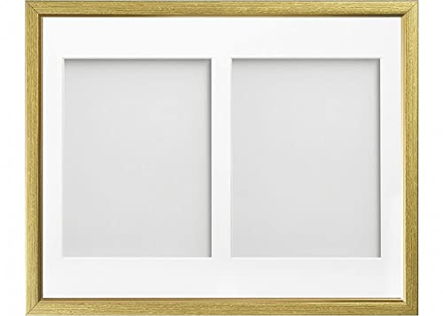 Frame Company Drayton Multi Aperture Photo Frame, Gold with Gold Inset, 14x11 for 8x6 inch (x2)