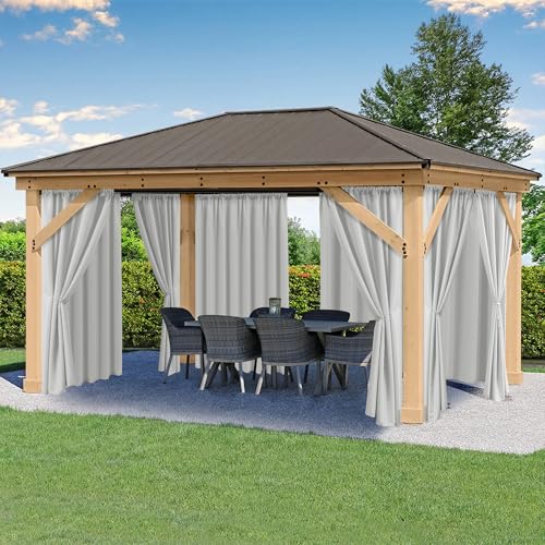 Outdoor Curtains for Patio Waterproof Rod Pocket 6 Pcs 54x84 Silver Grey - Weatherproof Privacy Screens, Built-In Top Slots, Multipack Shading Ideal For Porch, Gazebo, Backyard Or Balcony