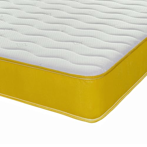 eXtreme comfort ltd Cooltouch Colours Yellow Small Single Mattress - 75x190cm, 18cm deep. Memory Foam and Coil Spring Hybrid, Plush Comfort, UK Made Mattress in a Box