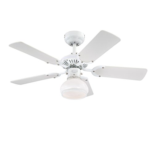 Westinghouse Princess Radiance II Indoor Ceiling Fan, Metal, White Finish with Reversible White/Beech Blades, 7870440