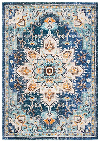 Safavieh Madison Collection MAD473A Bohemian Chic Vintage Medallion Rug, Fuchsia/Blue, 4' x 6'