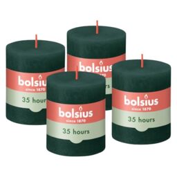 Bolsius - Rustic Candle - Green - 3.1 in - Pack of 4 - Decorative Candles - Palm Oil Free - with Natural Plant Wax