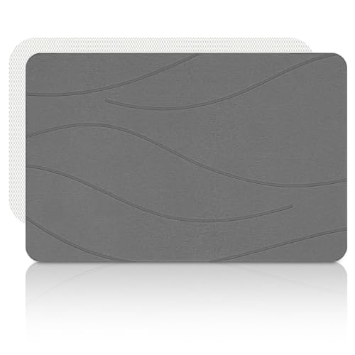 Liyarya Stone Bath Mat, Diatomaceous Earth Stone Shower Mat for Bathroom, Absorbent Bath Mats, Barhroom Floor Mat, Quick Drying, Easy to Clean, 23.6 x 15.4