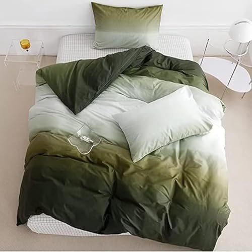 Houseri White and Green Comforter Set Twin Gradient Green Comforter Bedding Sets Twin Size, Twin(68???90???-Comforter)