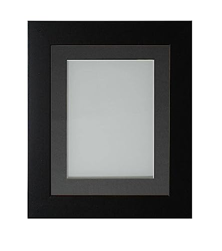 Frame Company Watson Matte Black Picture Photo Frame fitted with Perspex, A3 with Grey Mount for image size A4