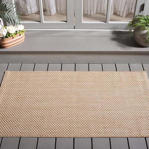 Safavieh Contemporary Indoor/Outdoor Woven Rectangle Area Rug, Courtyard Collection, CY8521, in Natural / Cream, 122 X 170 cm for Garden, Patio or Any Outdoor Space