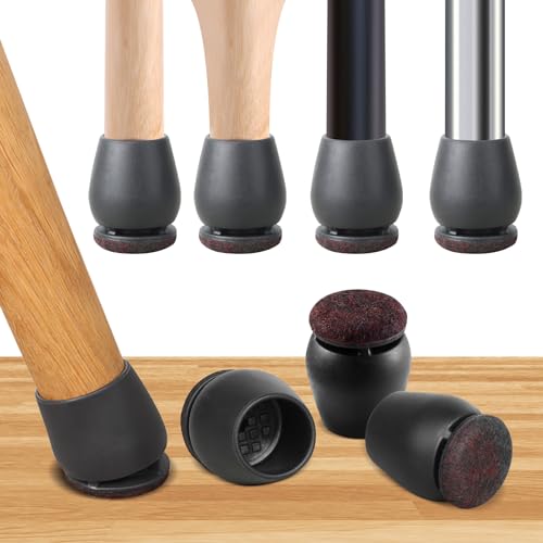 Round Silicone Chair Leg Floor Protectors for Hardfloor Floors(16PCS, Black, M)