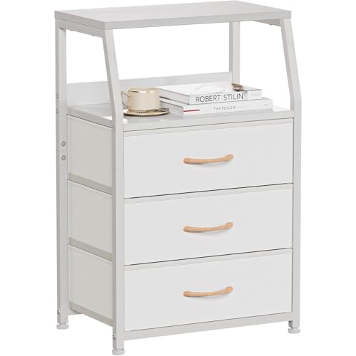 GarveeLife Bedside Table Cabinet with 3Drawers Small Nightstand for Bedroom, Storage Chest of Drawers for Living Room, Hallway, Entryway, 41x29x72Cm