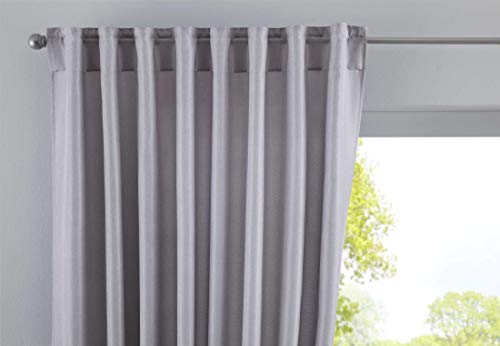 Gardinenbox Cationic JENA Curtain Concealed Loops Opaque Linen Look Curtain Mottled Curtain Tape with Tiebacks, 100% Polyester, Silver, H x W 250 x 140 cm
