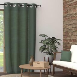 Soleil d'ocre, Panama Curtain with Eyelets 135 x 250 cm Pure Cotton Khaki