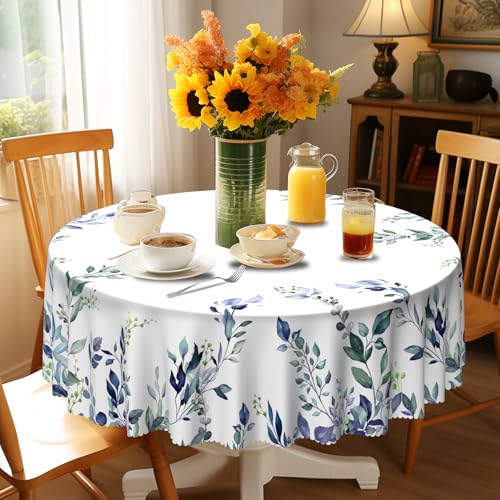 Eikione Summer Tablecloth 70Inch Round Tablecloths Polyester Table Cloth - Waterproof Stain Wrinkle Free, Circle tablecloth Indoor Outdoor Table Cover For Home Kitchen Dining Party Patio Decor