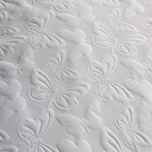 Serene Dreams & Drapes BYGWEKHUPO Polyester Butterfly Garden Quilted Bedspread, White, 200cm x 230cm