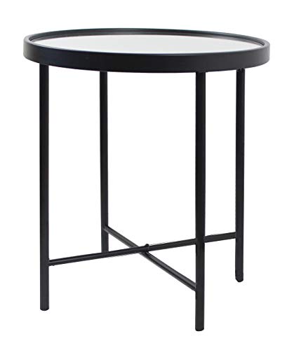 Aspect Alario Mirror Top Round Side/End Table/Lamp Table (42.5 diax47cm, Black/Mirror)