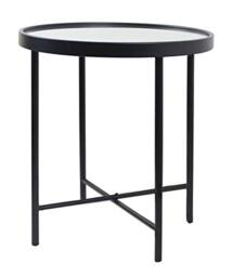 Aspect Alario Mirror Top Round Side/End Table/Lamp Table (42.5 diax47cm, Black/Mirror)