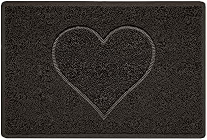 Nicoman Heart Shape Embossed Entrance Door Mat Non Slip Dirt Trapper PVC Spaghetti Mat with Rubber Base, Jet Washable Quick Drying Doormat Drainage Outdoor Use Only - (Small, Brown, 60 x 40cm)