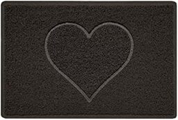 Nicoman Heart Shape Embossed Entrance Door Mat Non Slip Dirt Trapper PVC Spaghetti Mat with Rubber Base, Jet Washable Quick Drying Doormat Drainage Outdoor Use Only - (Small, Brown, 60 x 40cm)