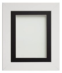 Frame Company Watson White Picture Photo Frame fitted with Perspex, 14x11 inch with Black Mount for image size 12x8 inch