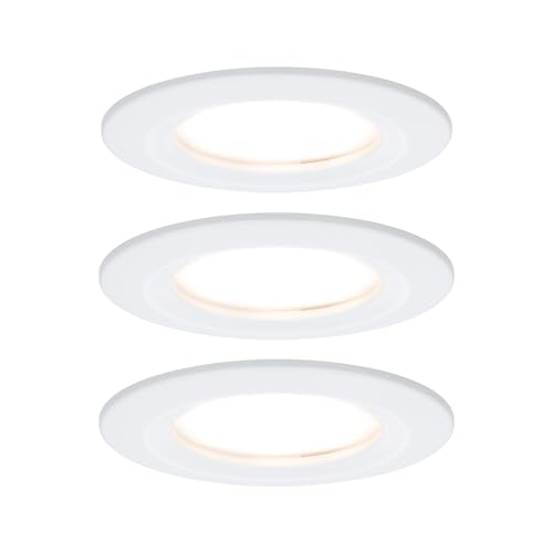 Paulmann 93870 LED Coin Flat Spotlight Slim Round 3X 6.8 dimmable IP44 Splashproof Recessed Light Aluminium 6.8 W zinc, Fest verbaut, Matt White