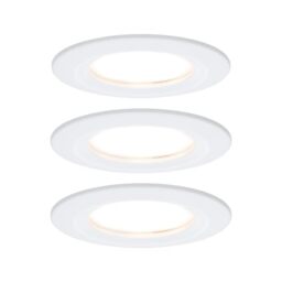 Paulmann 93870 LED Coin Flat Spotlight Slim Round 3X 6.8 dimmable IP44 Splashproof Recessed Light Aluminium 6.8 W zinc, Fest verbaut, Matt White