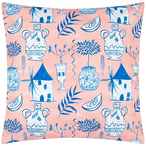 furn. Aegina Printed Outdoor Cushion Cover - Peach - 45x45cm
