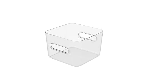 SmartStore Square M Storage Container 3.6 L - Clear - Kitchen, Bathroom, Office, Pantry, Fridge Organizer - Bin with Handles - Food Safe and BPA Free - 10 Year Guarantee - L20 x W20 x H12 cm