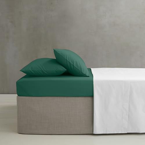 Catherine Lansfield Easy Iron Percale Combed Super King Fitted Sheet Dark Green