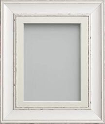 Frame Company Brooke Antique White Photo Frame, Ivory Mount, 12x12 for 10x10 inch, fitted with perspex