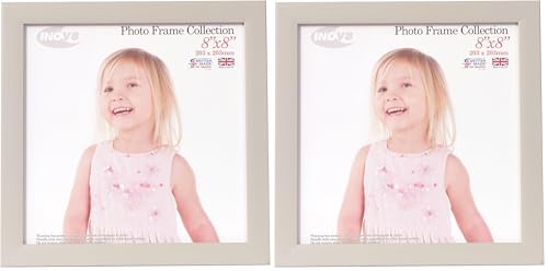 INOV8 Framing British Made Traditional Picture/Photo Frame, Soft Grey, 8x8 inch, 8x8 (Pack of 2)