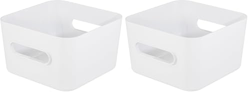 SmartStore Square M Storage Container 3.6 L - White - Kitchen, Bathroom, Office, Pantry, Fridge Organizer - Bin with Handles - Food Safe and BPA Free - 10 Year Guarantee - L20 x W20 x H12 cm