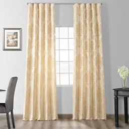 HPD Half Price Drapes Designer Damask Curtains For Room Decorations Faux Silk 50 X 96 (1 Panel), JQCH-20122010-96, Champagne Beige