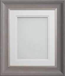 Frame Company Drummond Gunmetal Grey Photo Frame, Double White Mount, 16x12 for 13x9 inch, fitted with perspex