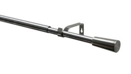 GARDINIA Kos Cone Curtain Pole Set, Extendible Complete Set Including Brackets, Finials, Mounting Material, Length 120-210 cm, Diameter 19/16 mm, Metal, Stainless Steel Look
