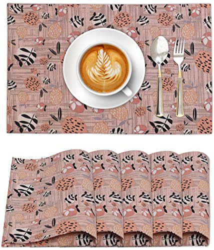 Ruvanti Placemats Set of 6, 100% Cotton Place Mats of 13x19, Dusty Palette - Heat, Stain resistant, Washable, Non-Slip, Reversible Table Mates for Dining Table Decor, Weddings, thanksgiving, Christmas