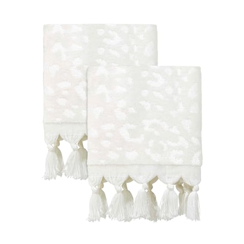 Nicole Miller Bathroom Accessories Celina Collection, 2pc Hand Towels, Cream 2 Count